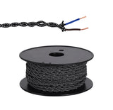 Robson 25m Roll Black & White Spot Braided Twisted 2 Core 0.75mm Cable VDE Approved