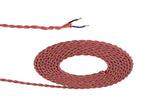 Robson 1m Red & White Wave Stripe Braided Twisted 2 Core 0.75mm Cable VDE Approved (qty ordered will be supplied as one continuous length)