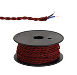 Robson 25m Roll Red & Black Wave Stripe Braided Twisted 2 Core 0.75mm Cable VDE Approved