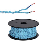 Robson 25m Roll Blue & White Wave Stripe Braided Twisted 2 Core 0.75mm Cable VDE Approved