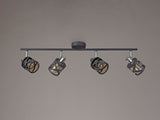 Ritchie 4 Linear Bar Light Spotlight E14, Matt Grey/Polished Chrome/Cognac