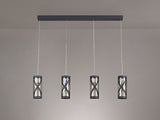 Ritchie 4 Light Bar Linear Pendant E14, Matt Grey/Polished Chrome/Cognac