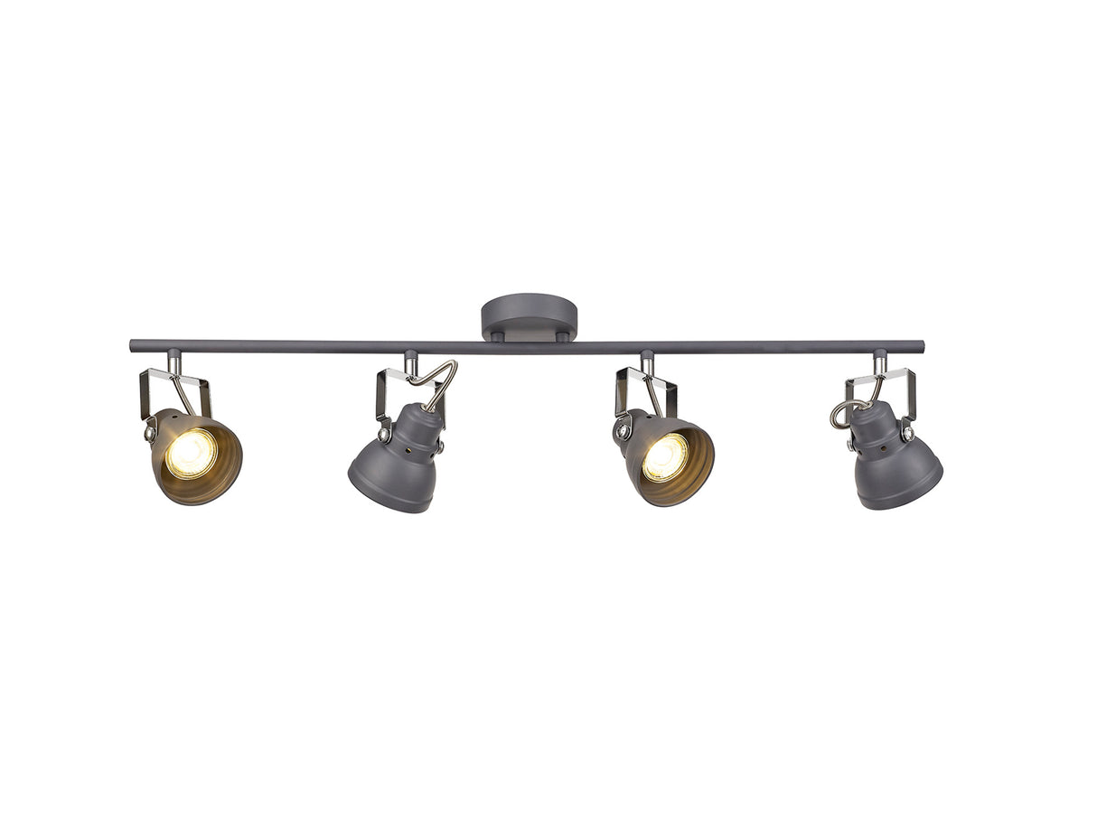 Walker Adjustable Linear Bar Spotlight, 4 x GU10 (Max 10W LED), Matt Grey/Polished Chrome