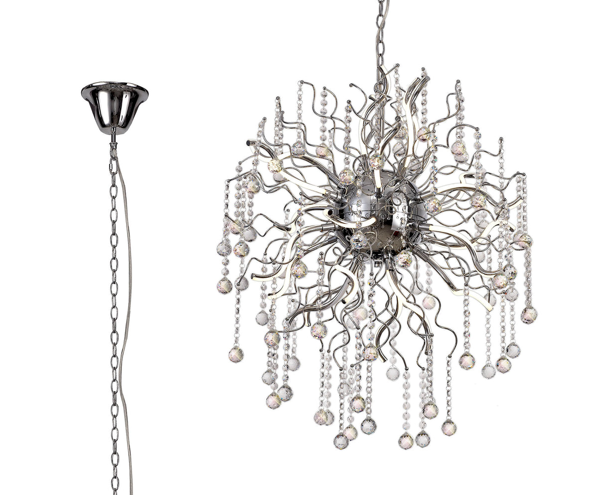 Irons Dimmable Pendant, 24 x 1.7W LED, 3000K, 3150lm, Polished Chrome, 3yrs Warranty