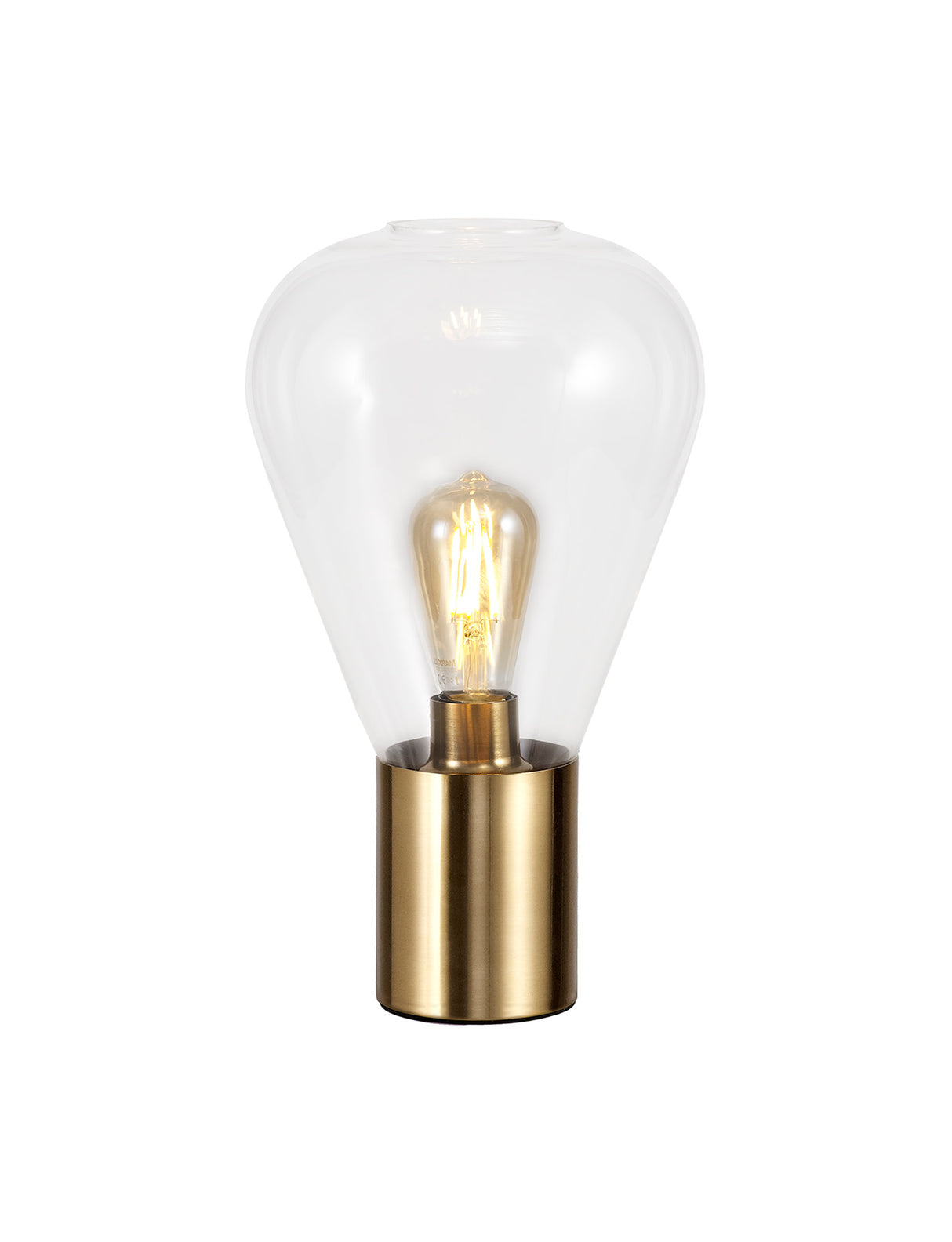 Rowell Narrow Table Lamp, 1 x E27, Aged Brass/Clear Glass