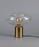 Rowell Wide Table Lamp, 1 x E27, Aged Brass/Clear Glass