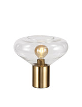Rowell Wide Table Lamp, 1 x E27, Aged Brass/Clear Glass