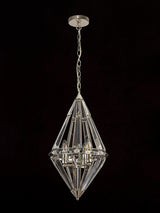Ellison Diamond Pendant, 3 Light E27, Polished Nickel