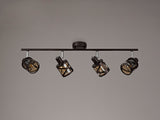 Ritchie 4 Light Linear Bar Spotlight E14, Oiled Bronze/Polished Chrome/Amber