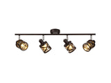 Ritchie 4 Light Linear Bar Spotlight E14, Oiled Bronze/Polished Chrome/Amber
