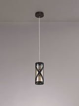 Ritchie 1 Light Pendant E14, Oiled Bronze/Polished Chrome/Amber