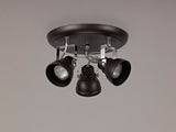 Walker Adjustable Round Spotlight, 3 x GU10 (Max 10W LED), Oiled Bronze/Polished Chrome