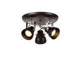 Walker Adjustable Round Spotlight, 3 x GU10 (Max 10W LED), Oiled Bronze/Polished Chrome