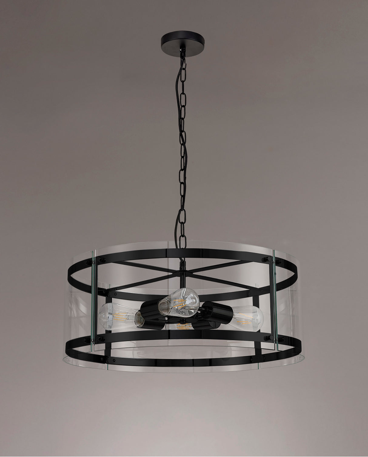 Stuckey Pendant, 4 Light E27, Matt Black
