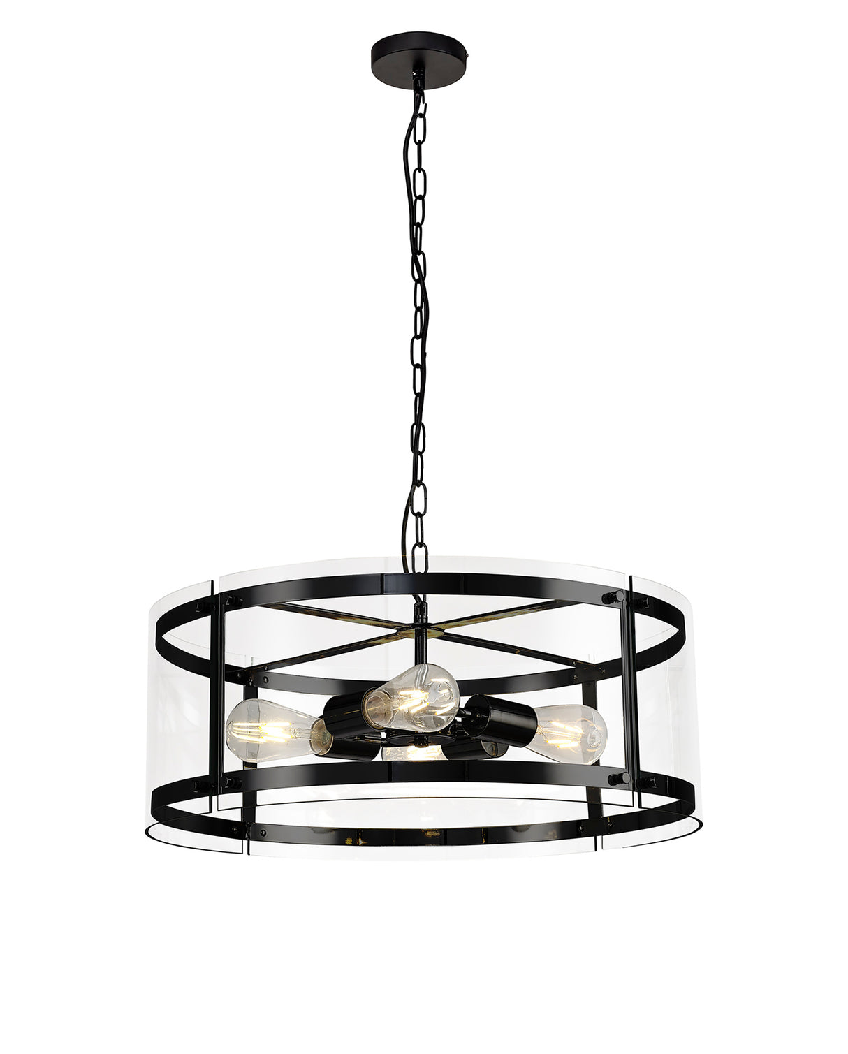 Stuckey Pendant, 4 Light E27, Matt Black