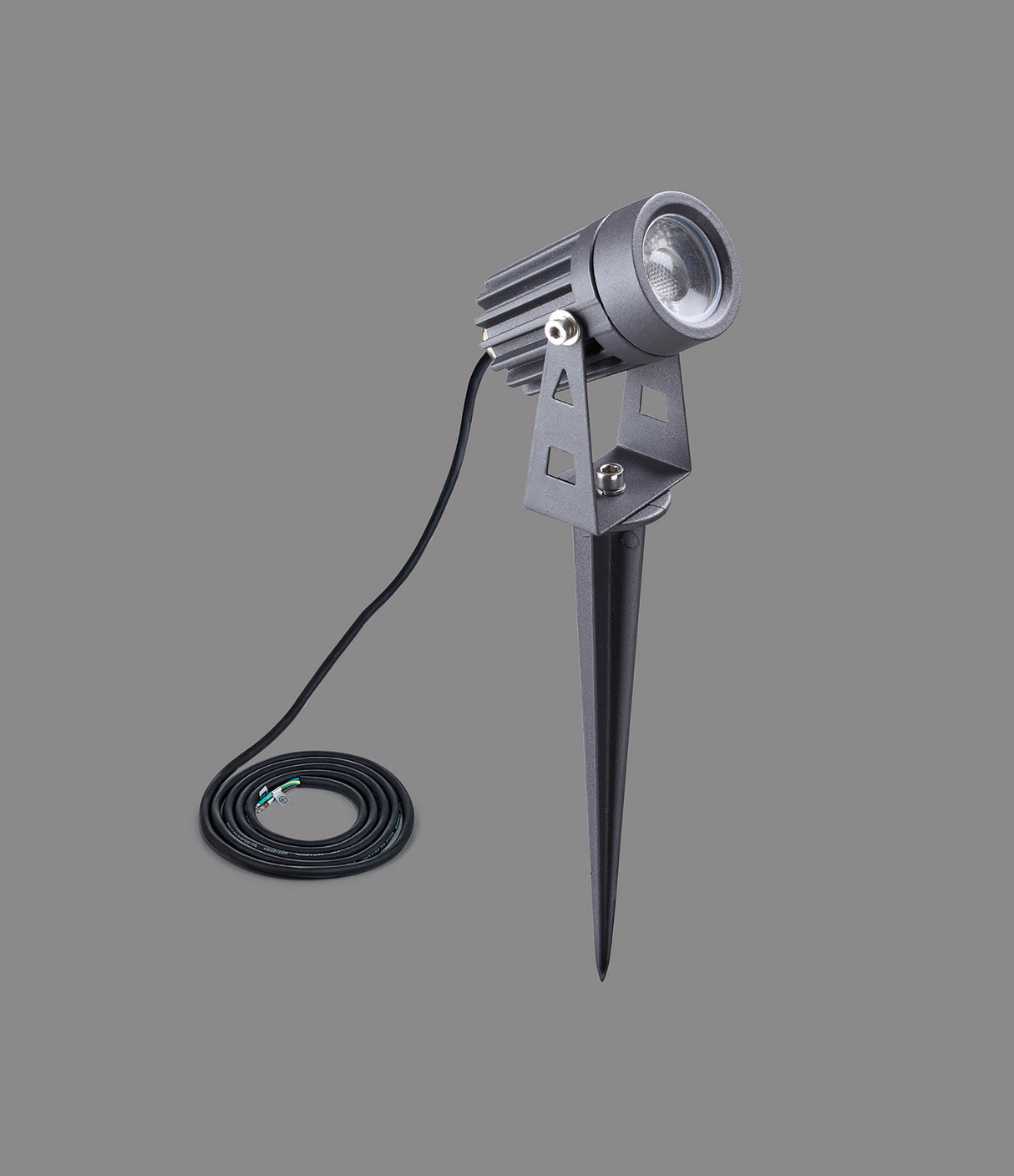 Dunn Spike/Wall Light, 1 x 3W LED, 3000K, 210lm, 30 Degree, IP65, Grey/Black, c/w 2m Cable, 3yrs Warranty