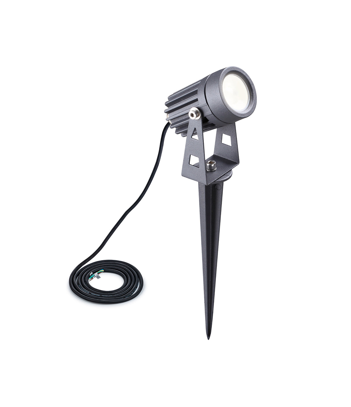 Dunn Spike/Wall Light, 1 x 3W LED, 3000K, 210lm, 30 Degree, IP65, Grey/Black, c/w 2m Cable, 3yrs Warranty