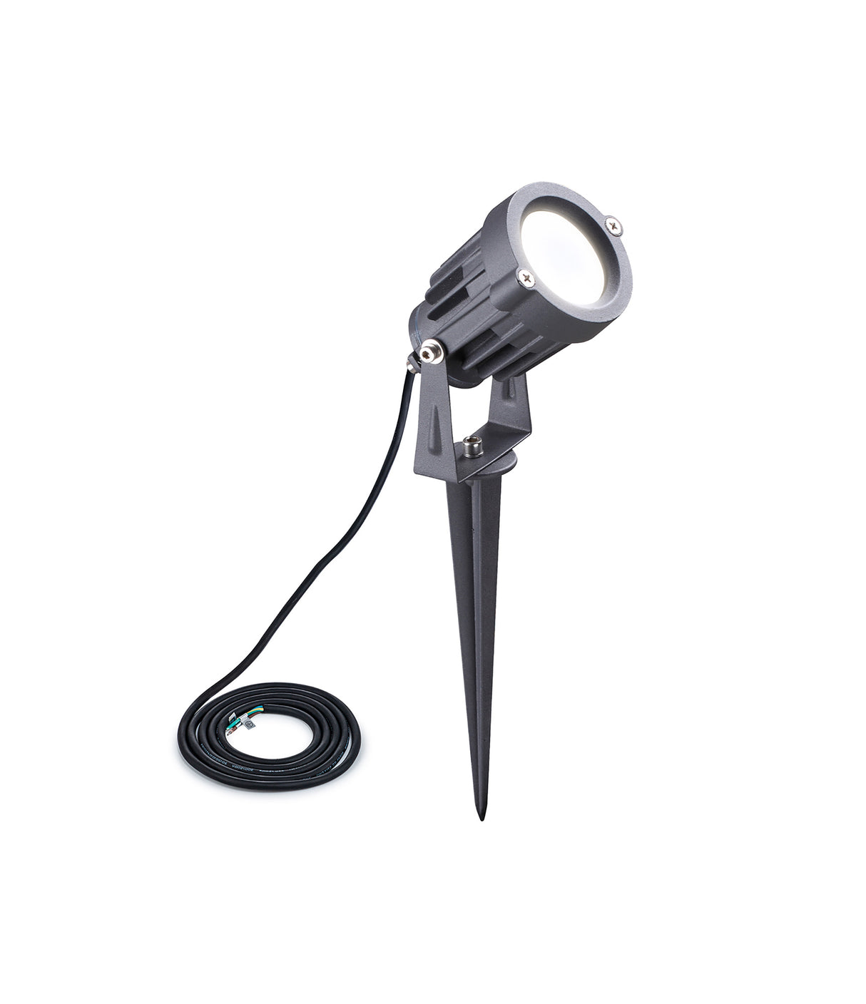 Dunn Spike/Wall Light, 1 x 7W LED, 3000K, 490lm, 30 Degree, IP65, Grey/Black, c/w 2m Cable, 3yrs Warranty