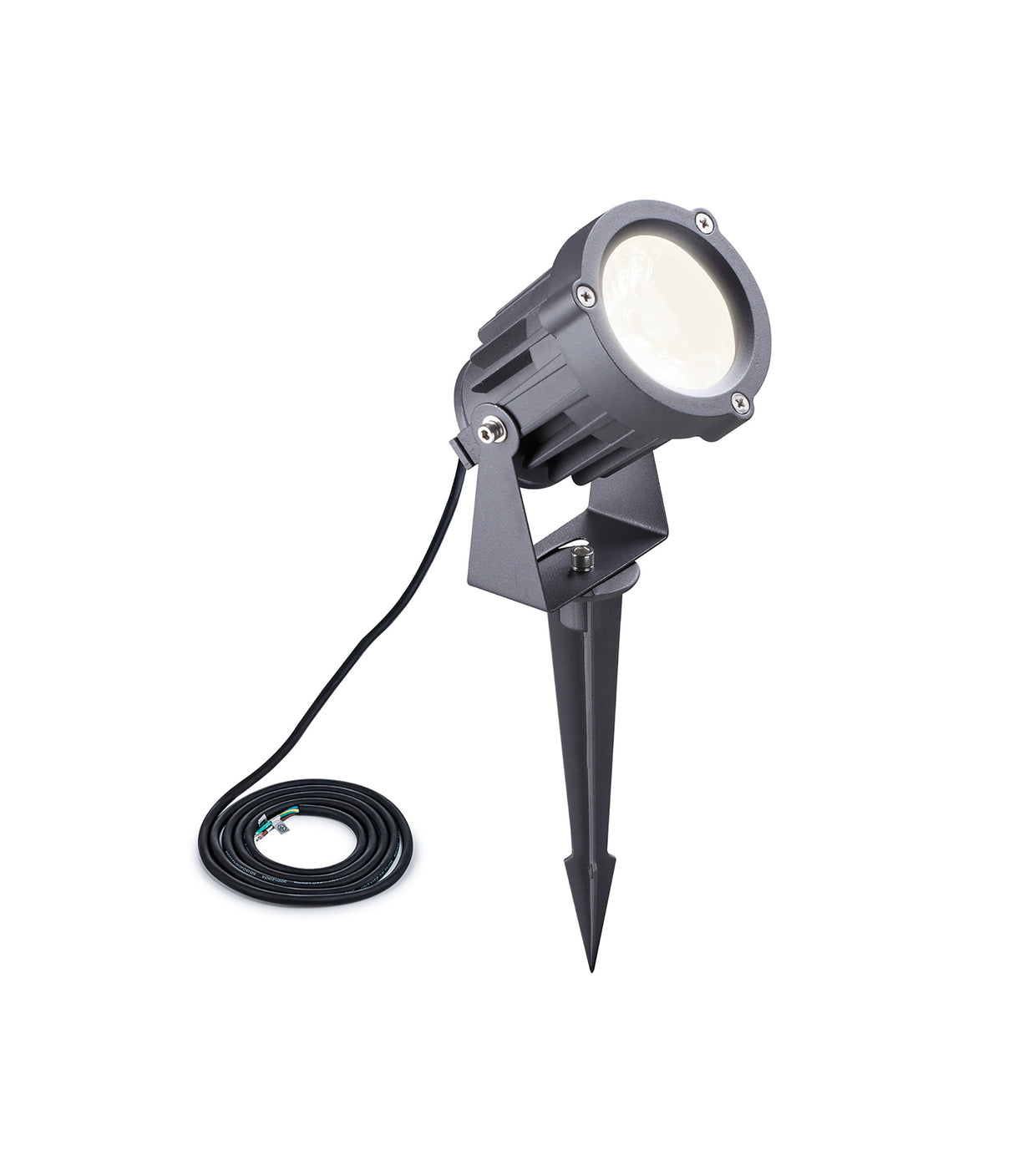 Dunn Spike/Wall Light, 1 x 15W LED, 3000K, 1050lm, 30 Degree, IP65, Grey/Black, c/w 2m Cable, 3yrs Warranty
