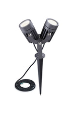Dunn Twin Spike/Wall Light, 2 x 3W LED, 3000K, 420lm, 30 Degree, IP65, Grey/Black, c/w 2m Cable, 3yrs Warranty