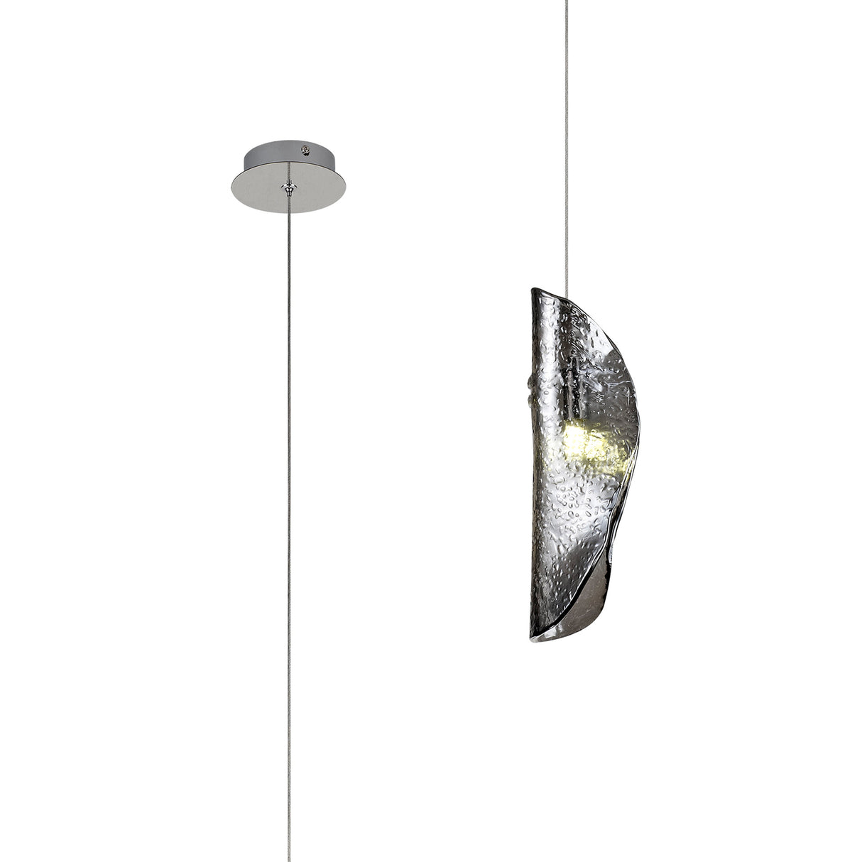 Young Pendant 2m, 1 x G9, Polished Chrome/Smoked Glass