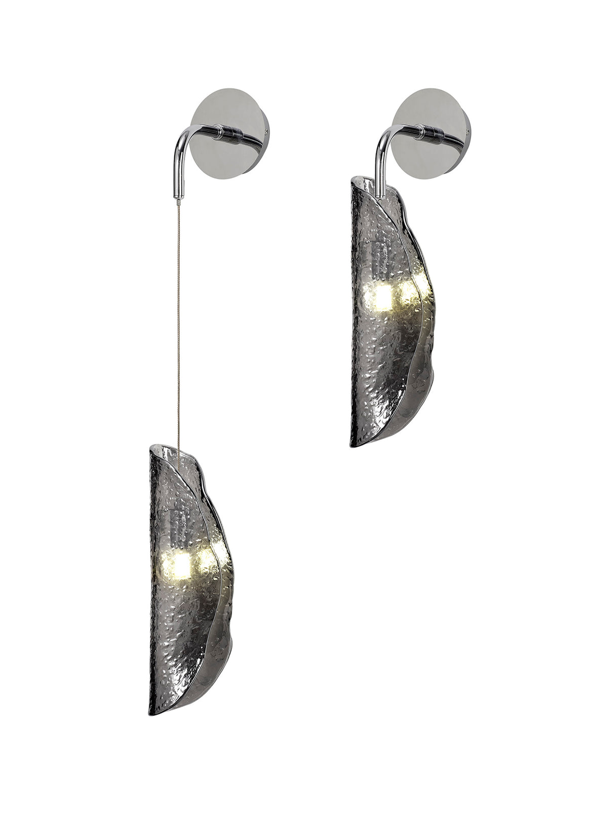 Young Wall Light, 1 x G9, Polished Chrome/Smoked Glass