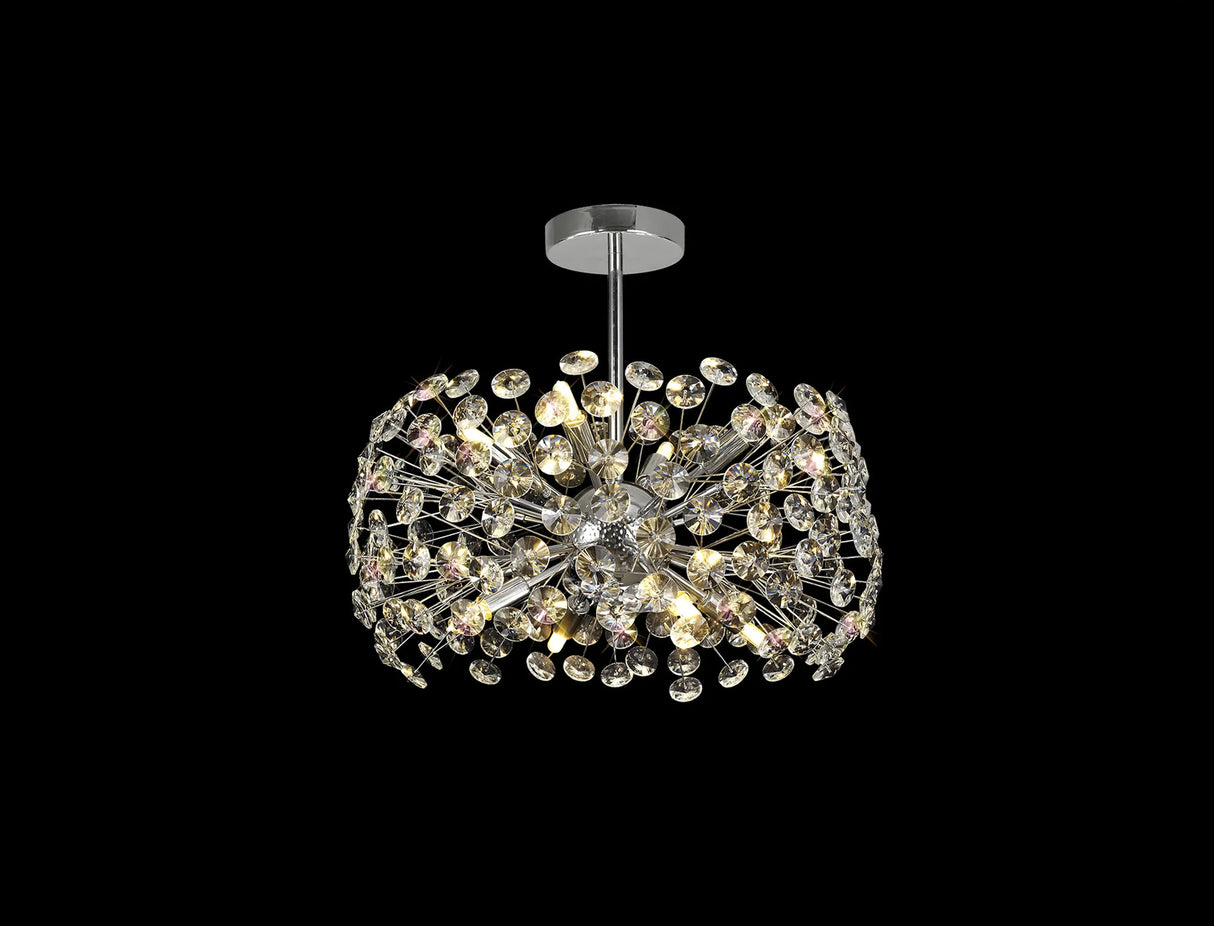 Byrne Semi Flush Pendant 8 x G9 Polished Chrome/Crystal