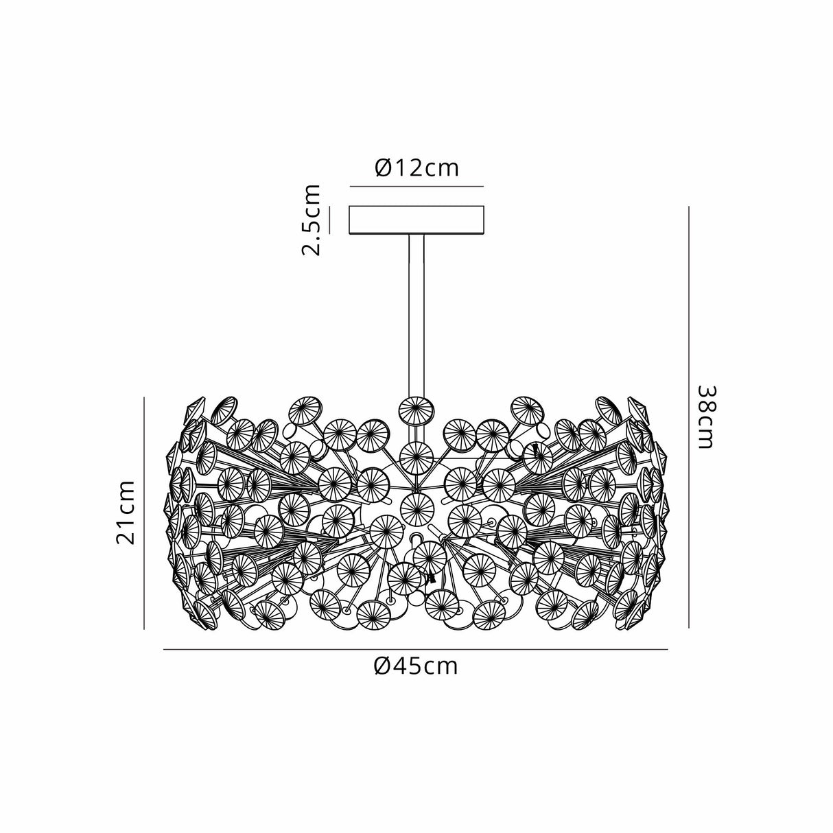 Byrne Semi Flush Pendant 8 x G9 Polished Chrome/Crystal