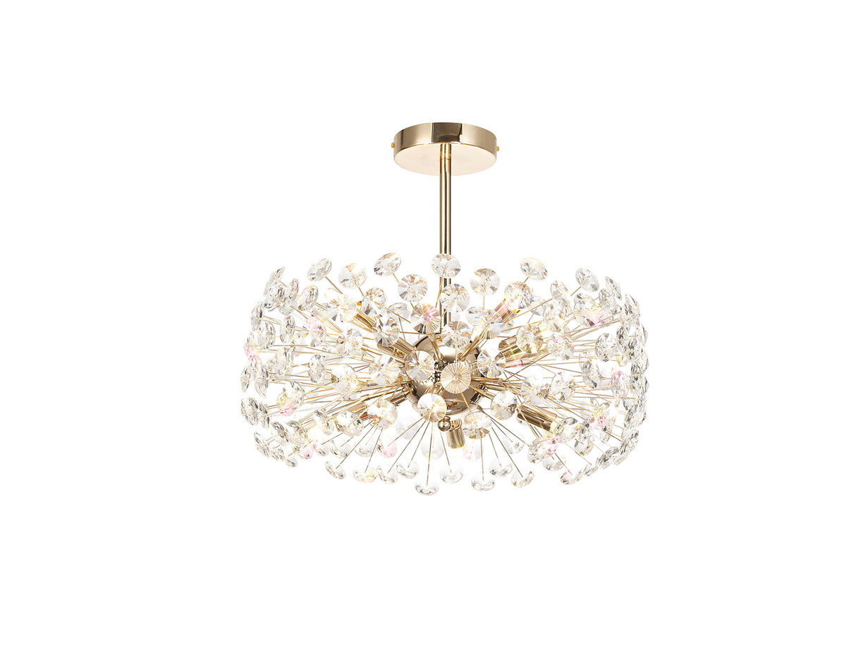 Byrne Semi Flush Pendant 8 Light G9 French Gold/Crystal