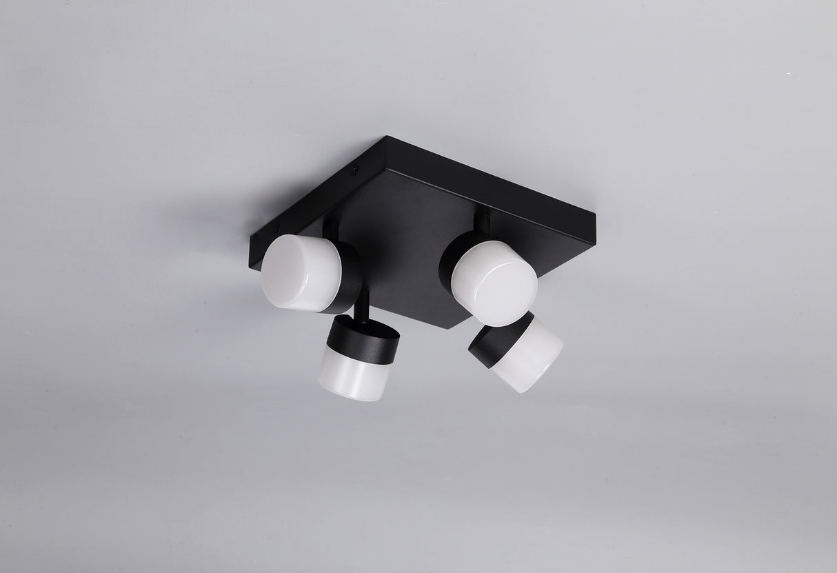 Coady 4 Light Ceiling, 4 x 5W LED, 4000K, 1700lm, IP44, Sand Black, 3yrs Warranty