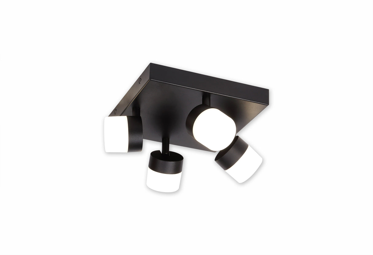 Coady 4 Light Ceiling, 4 x 5W LED, 4000K, 1700lm, IP44, Sand Black, 3yrs Warranty