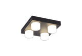 Coady 4 Light Fixed Ceiling, 4 x 5W LED, 4000K, 1700lm, IP44, Sand Black, 3yrs Warranty