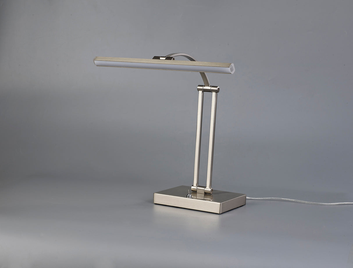 Sohna 1 Arm Table Lamp. 1 x 6W LED, 3000K, 470lm, Satin Nickel, 3yrs Warranty