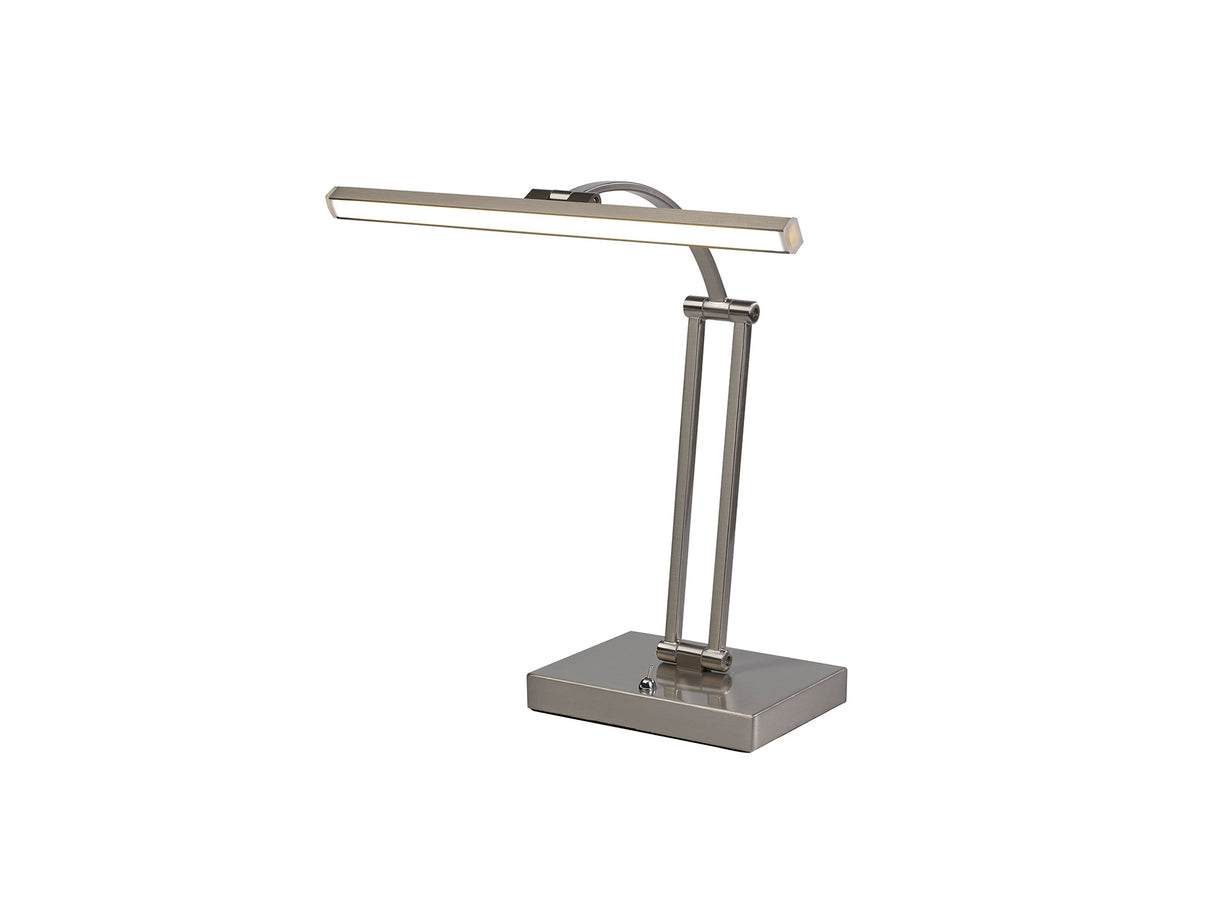 Sohna 1 Arm Table Lamp. 1 x 6W LED, 3000K, 470lm, Satin Nickel, 3yrs Warranty