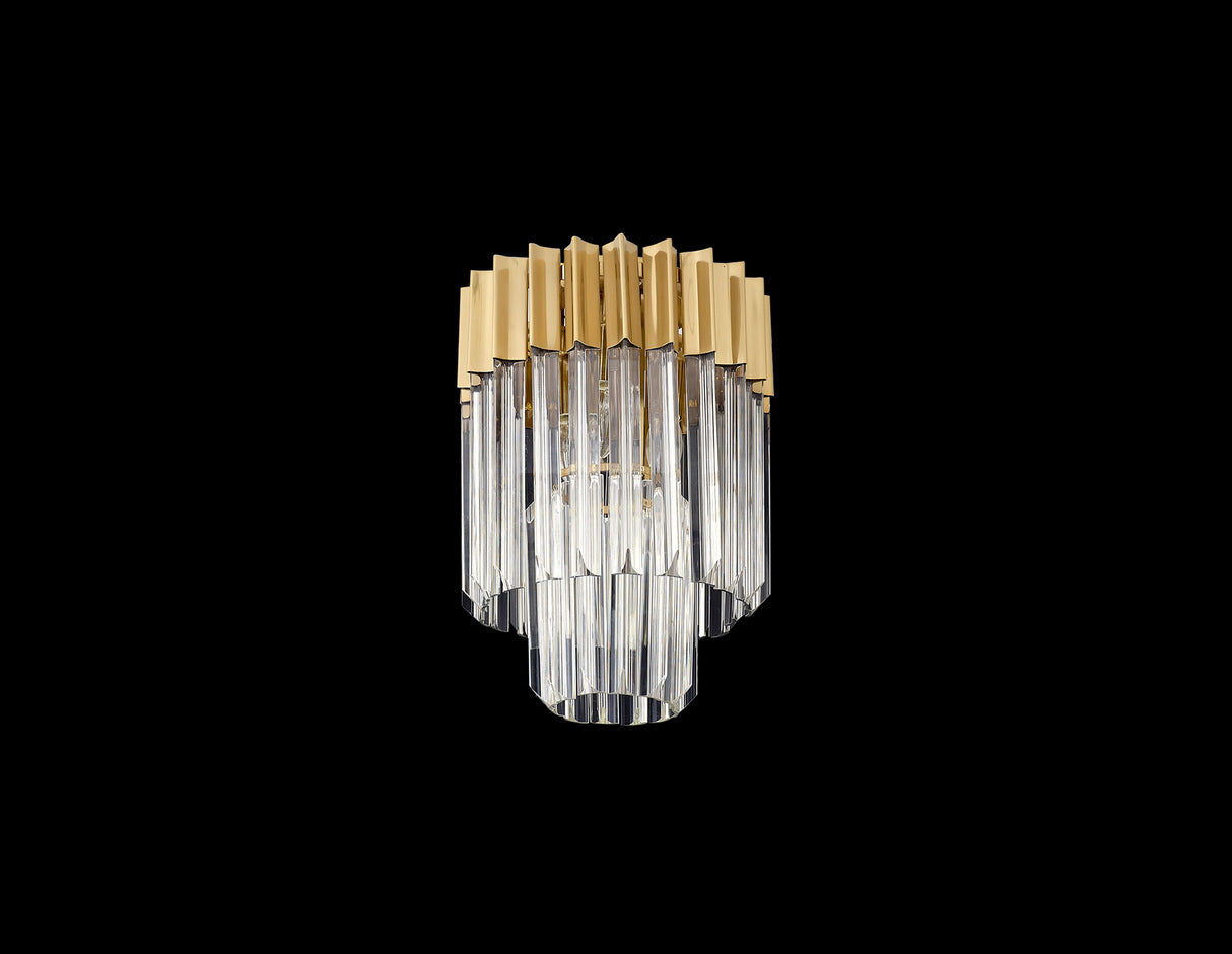 Longhorn 30cm Ceiling Round 3 Light E14, Brass/Clear Sculpted Glass