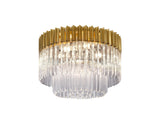 Longhorn 60cm Ceiling Round 7 Light E14, Brass/Clear Sculpted Glass, Item Weight: 15.3kg