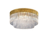 Longhorn 80cm Ceiling Round 12 Light E14, Brass/Clear Sculpted Glass, Item Weight: 28.4kg