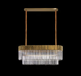 Longhorn 100 x 32cm Pendant Rectangle 5 Light E14, Brass/Clear Sculpted Glass, Item Weight: 21.2kg