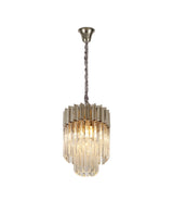 Longhorn 30cm Pendant Round 4 Light E14, Polished Nickel/Clear Sculpted Glass