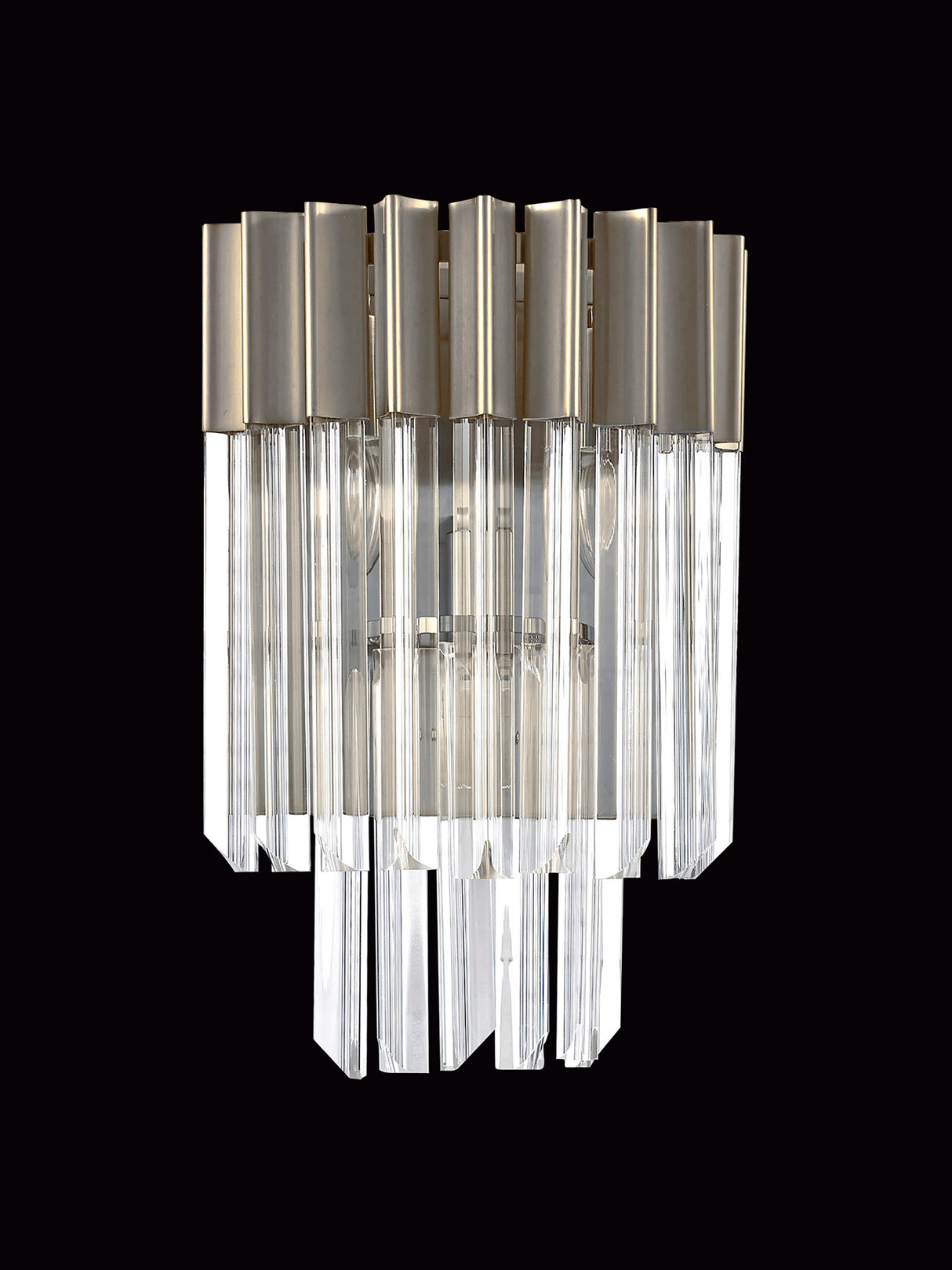 Longhorn 27.5 x H41cm Wall 3 Light E14, Polished Nickel/Clear Sculpted Glass