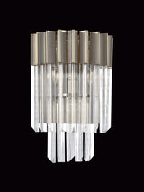 Longhorn 27.5 x H41cm Wall 3 Light E14, Polished Nickel/Clear Sculpted Glass