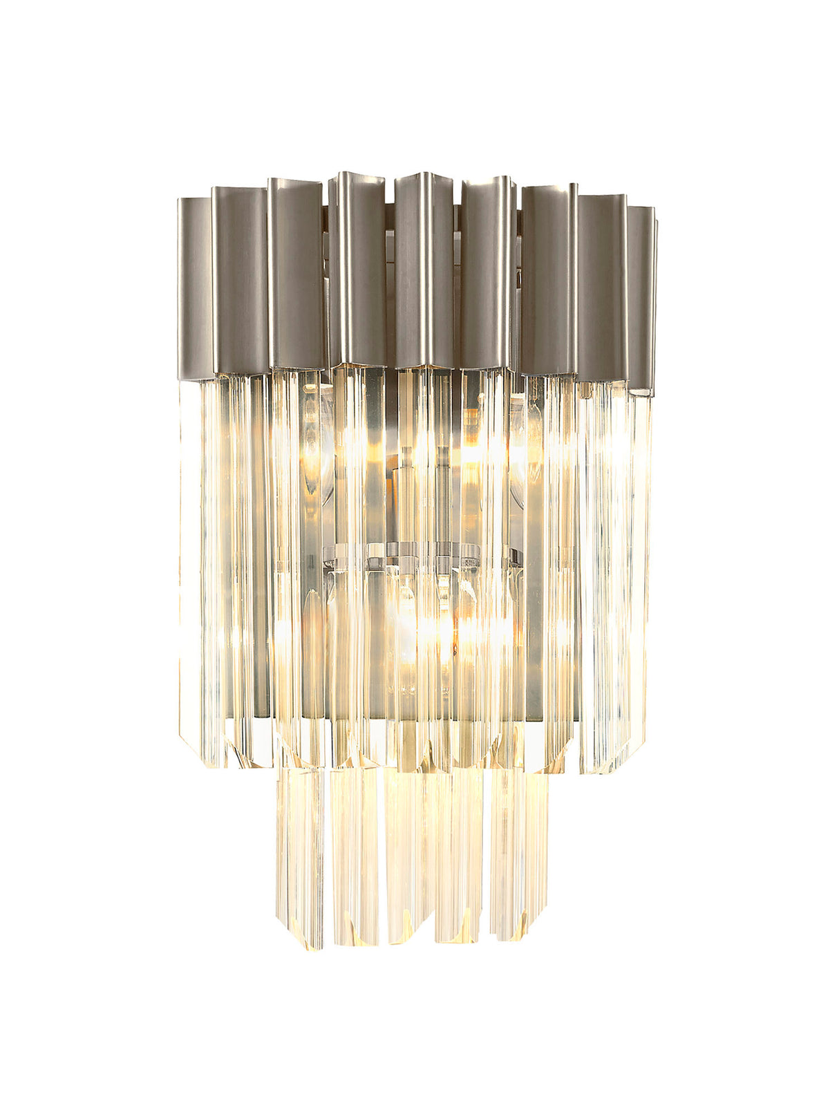 Longhorn 27.5 x H41cm Wall 3 Light E14, Polished Nickel/Clear Sculpted Glass