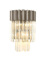 Longhorn 27.5 x H41cm Wall 3 Light E14, Polished Nickel/Clear Sculpted Glass
