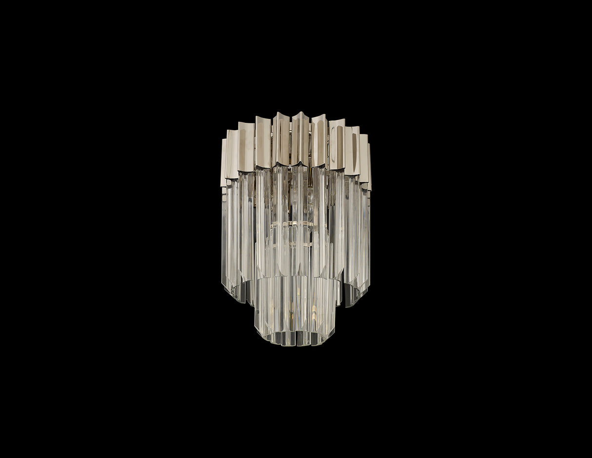 Longhorn 30cm Ceiling Round 3 Light E14, Polished Nickel/Clear Sculpted Glass