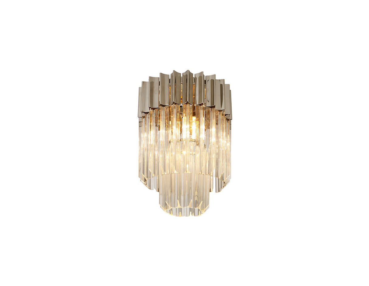 Longhorn 30cm Ceiling Round 3 Light E14, Polished Nickel/Clear Sculpted Glass