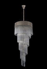 Longhorn 70cm Pendant Round 5 Layer Spiral 23 Light E14, Polished Nickel/Clear Sculpted Glass, Item Weight: 56.2kg