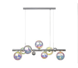 Suggett Linear Pendant, 7 x G9, Polished Chrome/Iridescent Glass