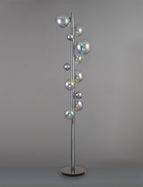 Suggett Floor Lamp, 8 x G9, Polished Chrome/Iridescent Glass With Black Marble Base