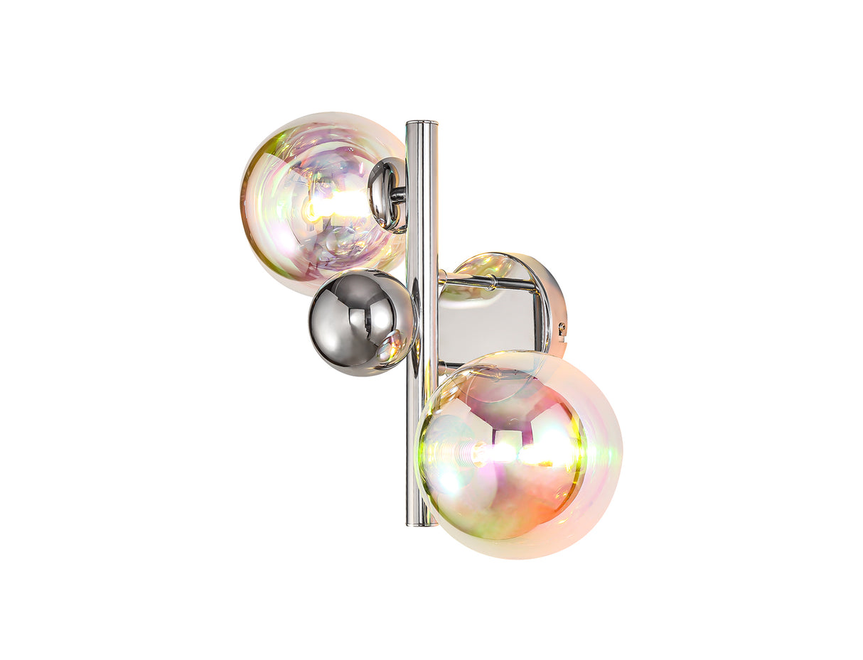 Suggett Wall Lamp, 2 x G9, Polished Chrome/Iridescent Glass