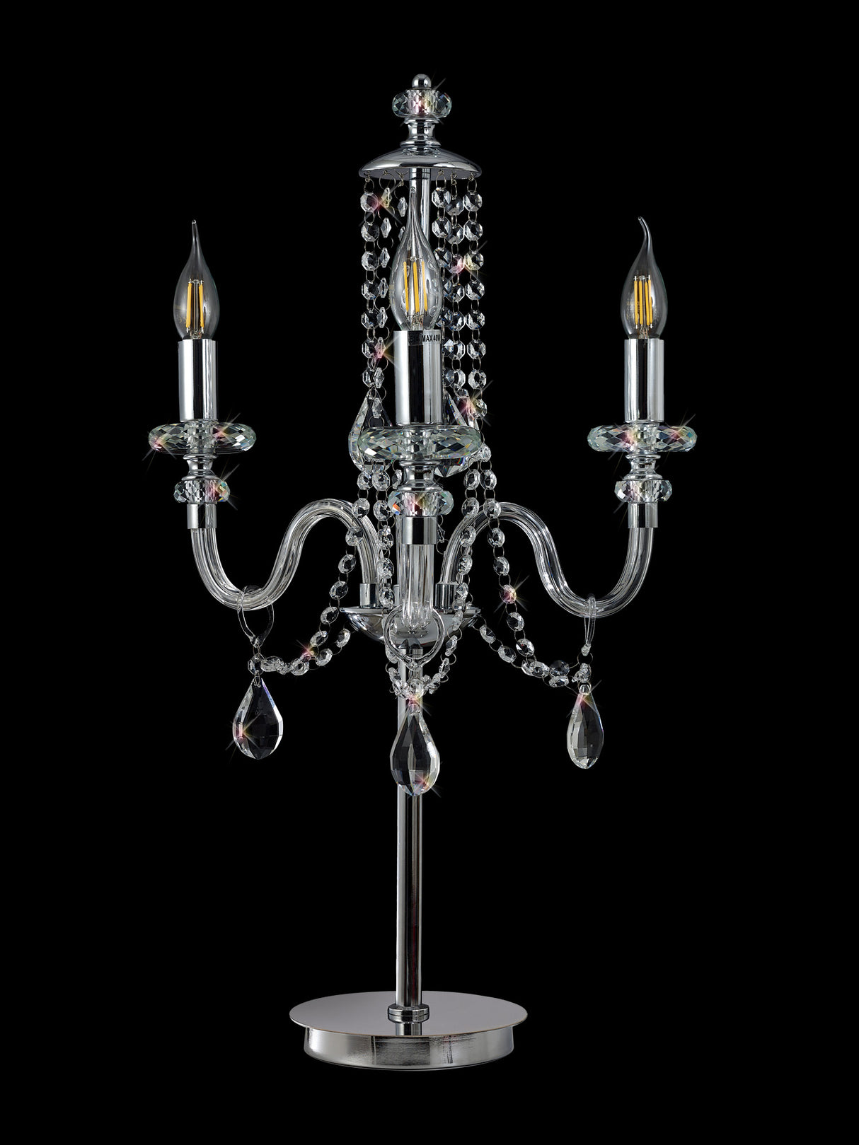 Hawley Table Lamp, 3 Light E14, Polished Chrome/Clear Glass/Crystal, (ITEM REQUIRES CONSTRUCTION/CONNECTION)